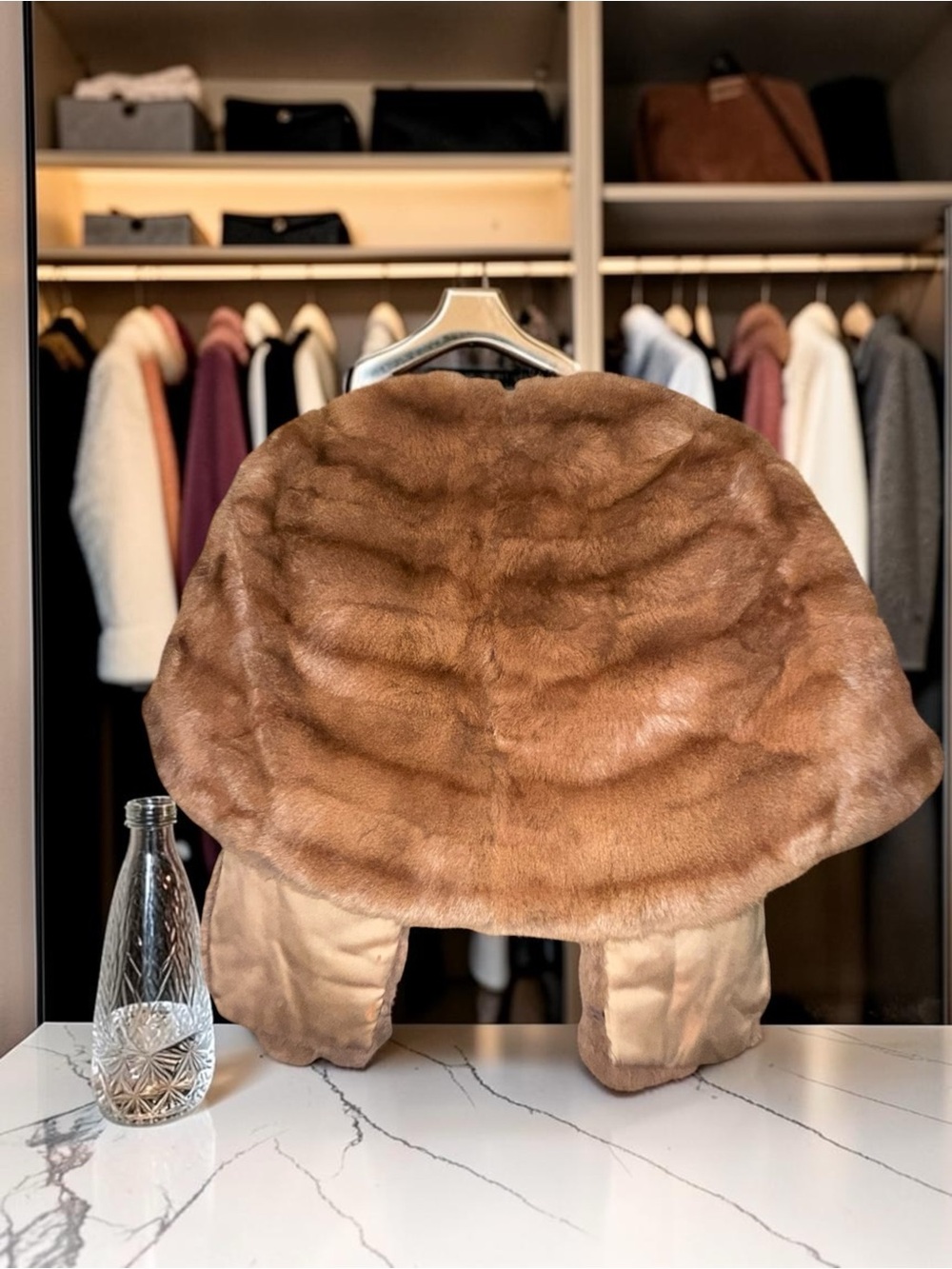 Vintage Genuine Mink Fur Brown Stole Capelet Bolero Jacket Schlosberg - Picture 3 of 8